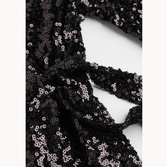 H&M Sequined Wrap Dress "Stunning" V-Neck Midi Long Sleeve - Picture 7 of 7